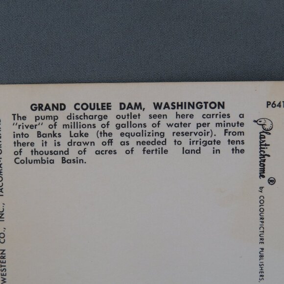 Vintage Postcard - Grand Coulee Dam - Smith Western - Picture 3 of 4